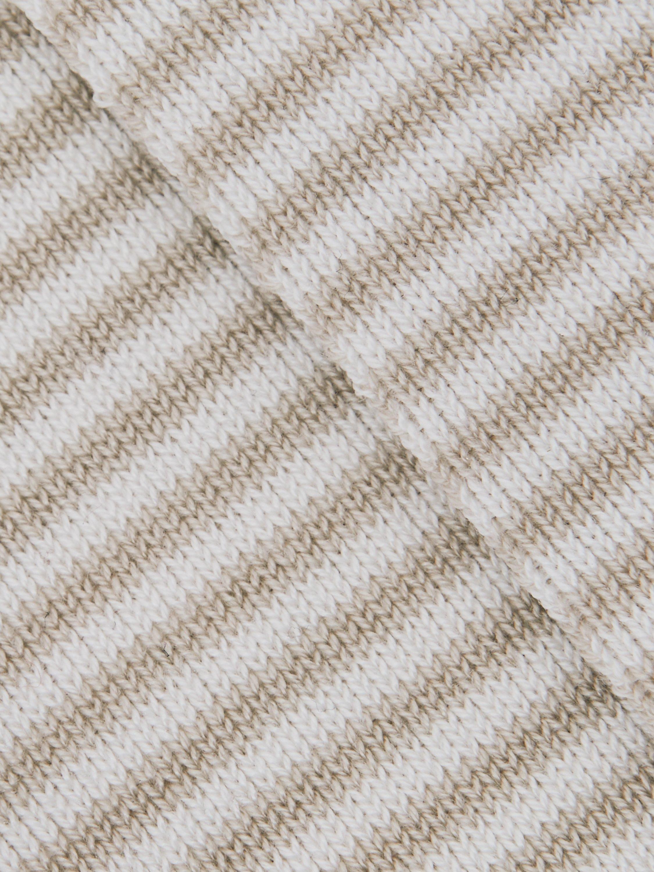 Product image 3 of 3, which shows Reiss Mario Stripe Crew Socks, Ecru/Oatmeal, S-M