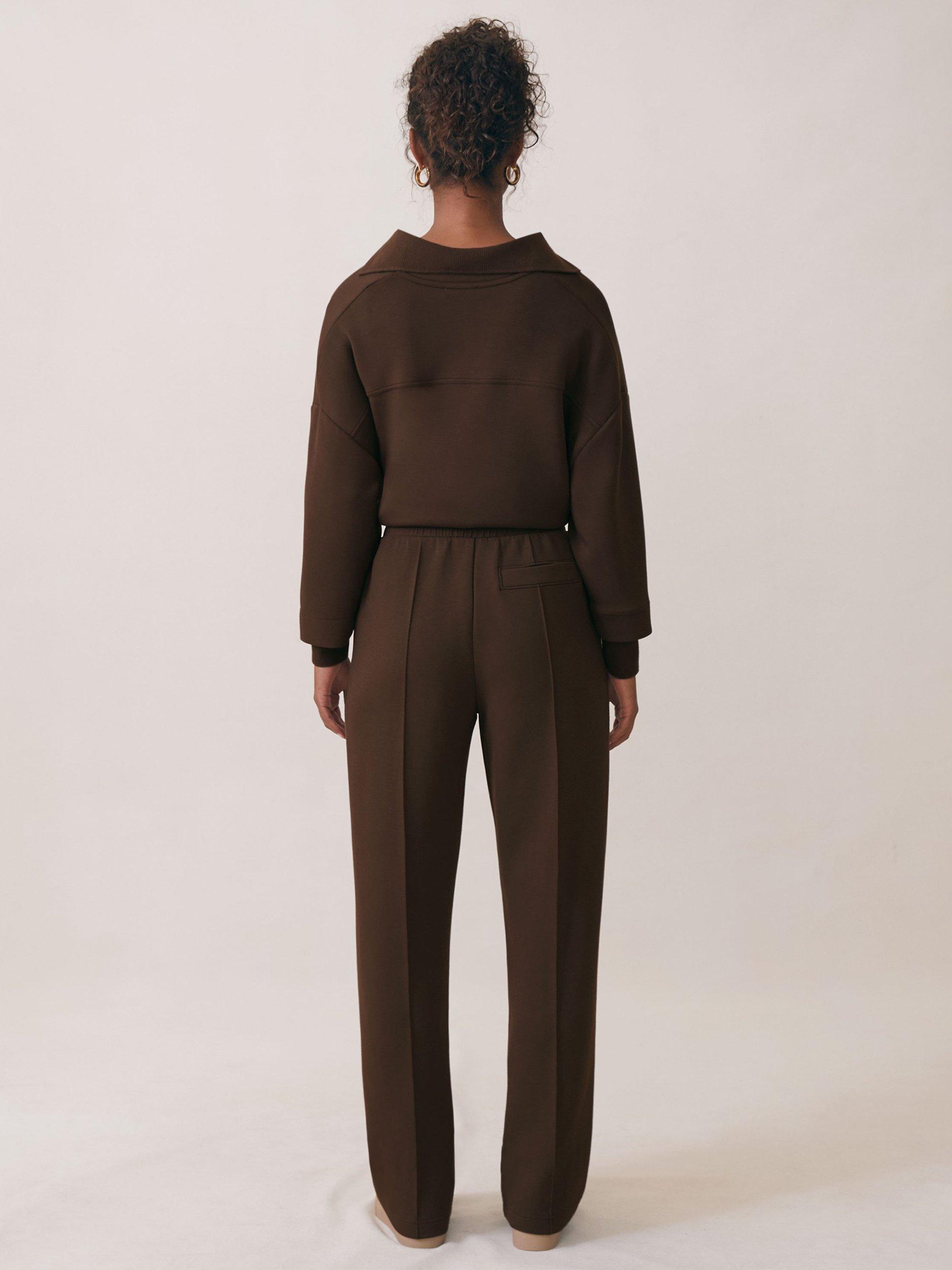 Product image 2 of 5, which shows Reiss Bernie Wide Leg Joggers, Chocolate, XS