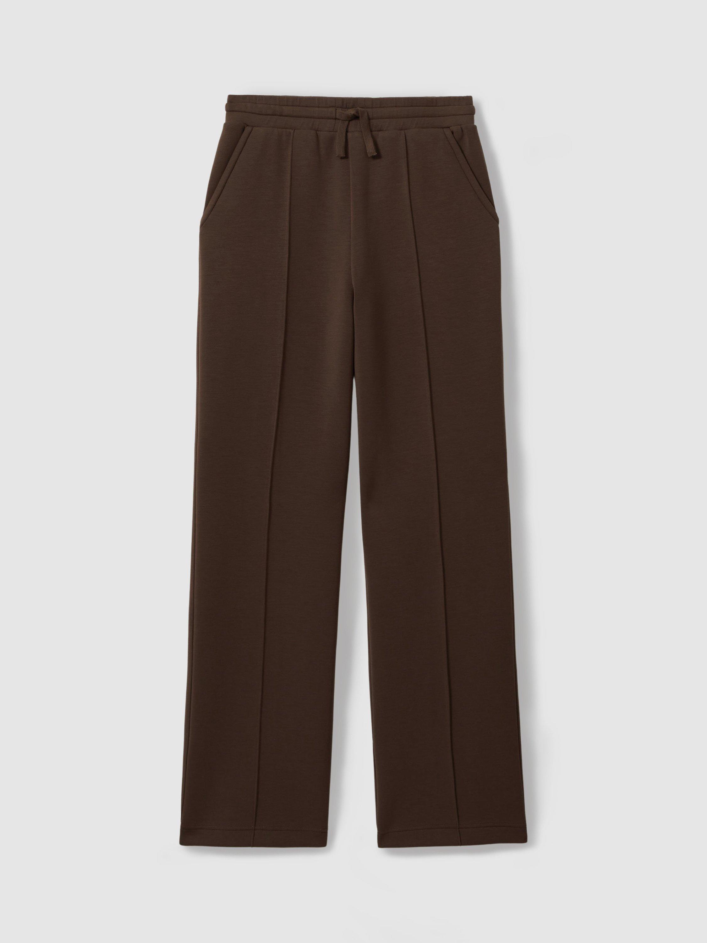 Product image 3 of 5, which shows Reiss Bernie Wide Leg Joggers, Chocolate, XS