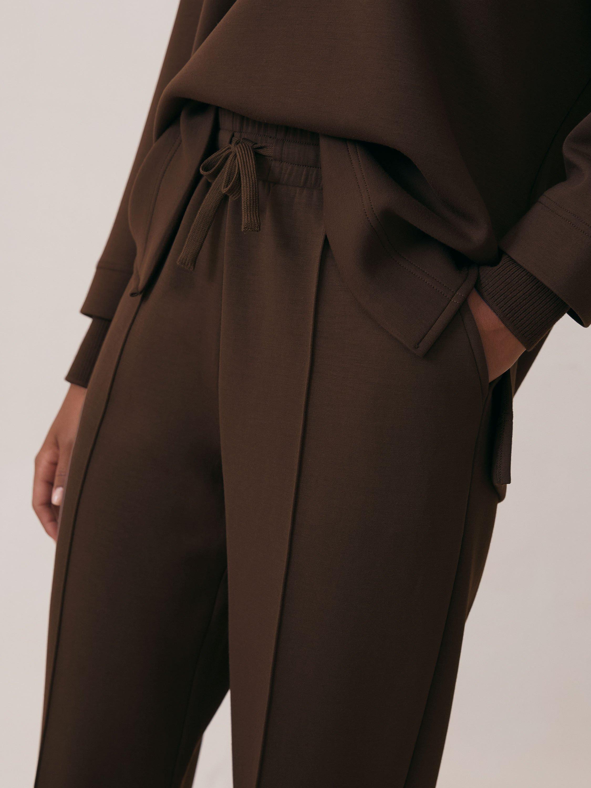 Product image 4 of 5, which shows Reiss Bernie Wide Leg Joggers, Chocolate, XS