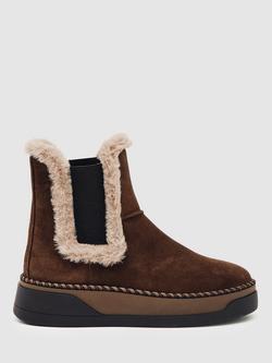 Reiss Lexi Suede Ankle Boots, Chocolate, Chocolate