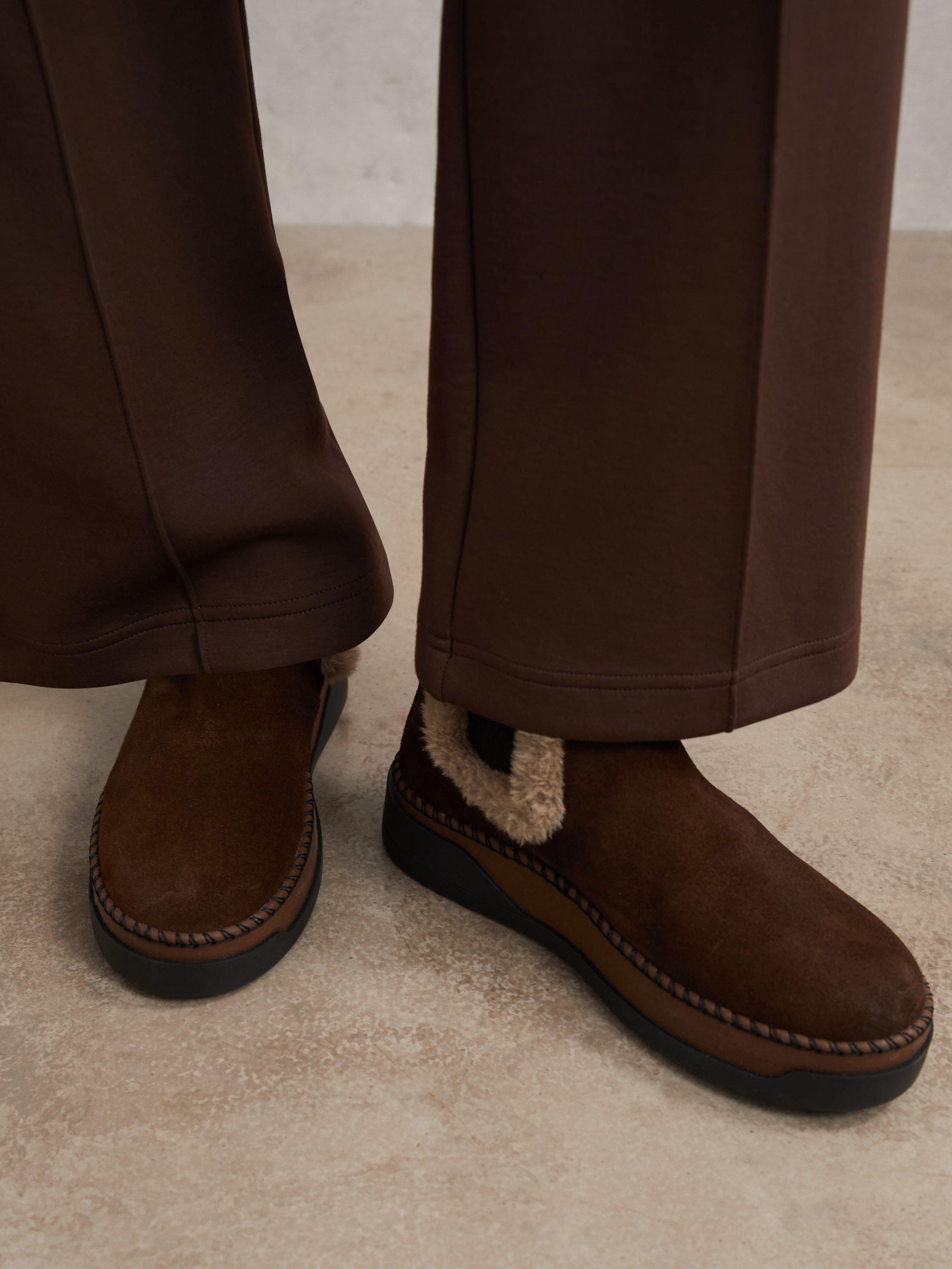 Product image 3 of 5, which shows Reiss Lexi Suede Ankle Boots, Chocolate, 3