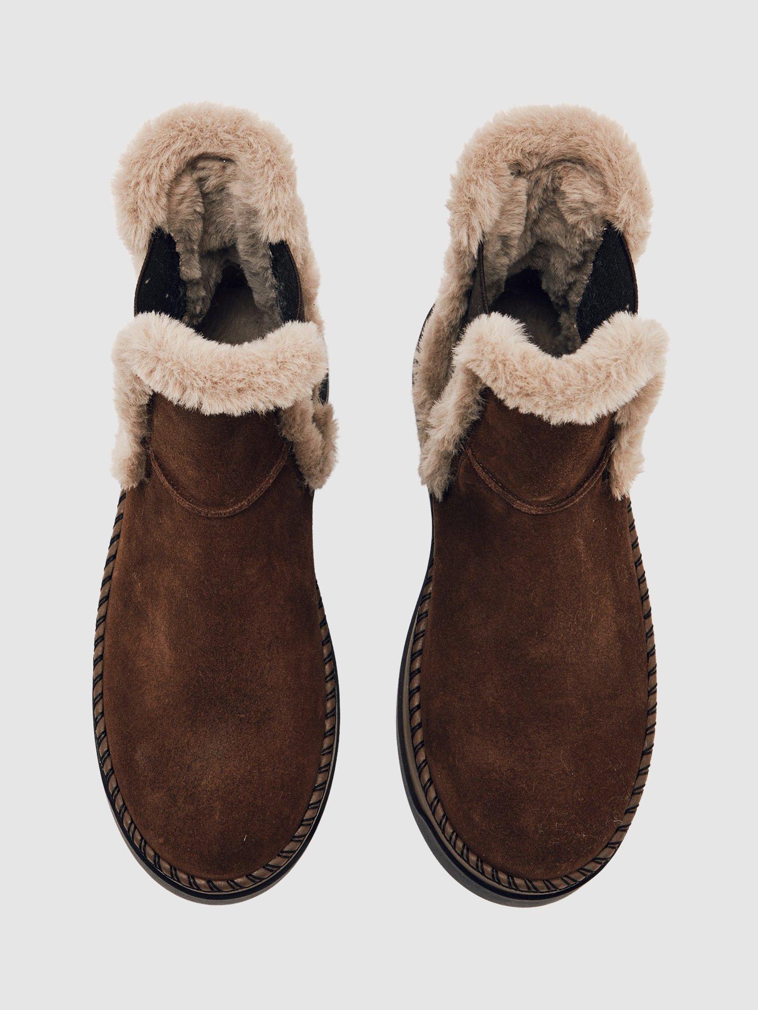 Product image 4 of 5, which shows Reiss Lexi Suede Ankle Boots, Chocolate, 3