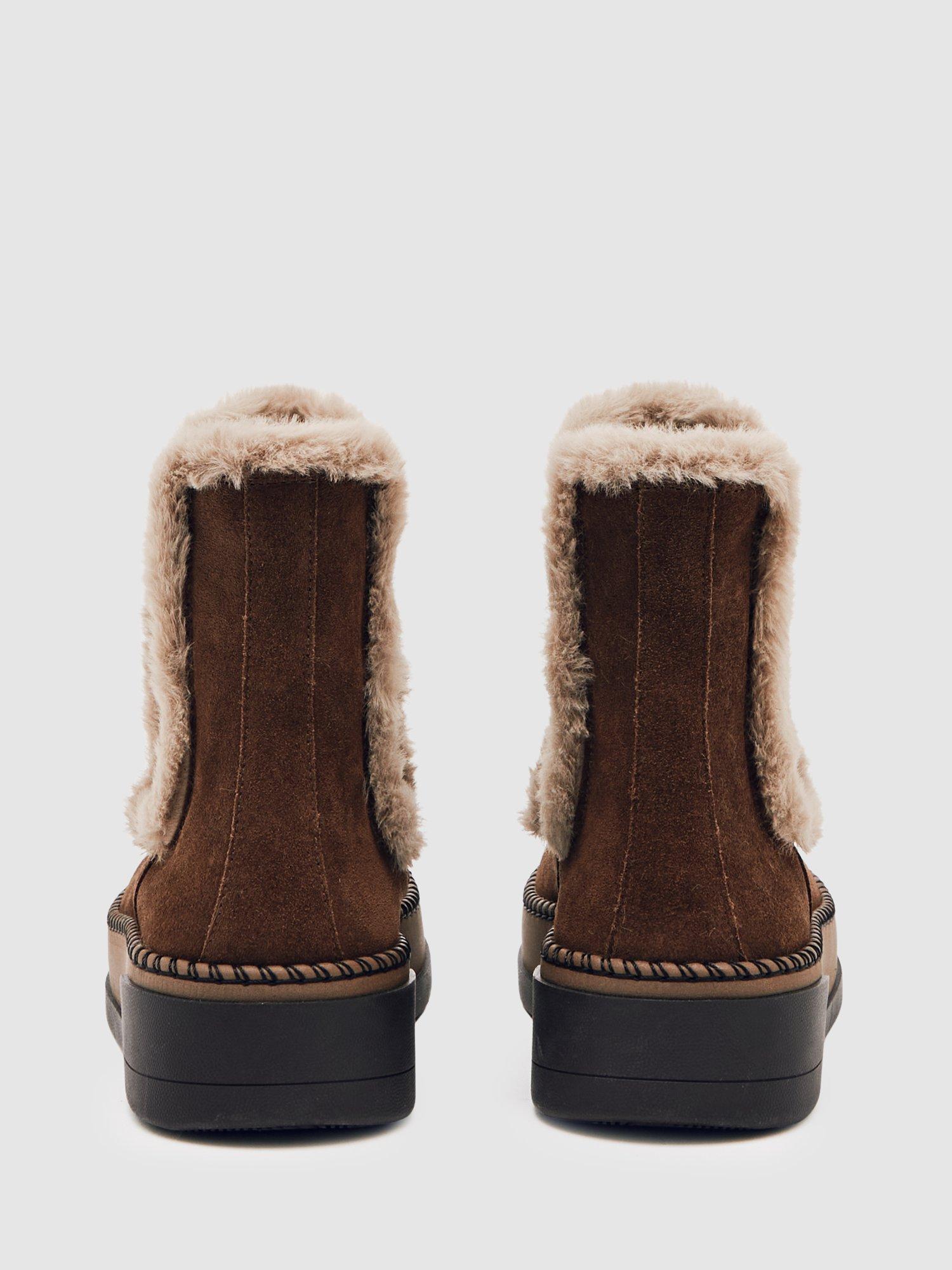 Product image 5 of 5, which shows Reiss Lexi Suede Ankle Boots, Chocolate, 3