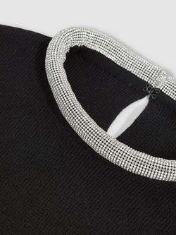 Reiss Crissie Embellished Wool Blend Jumper, Black - view 2, Black