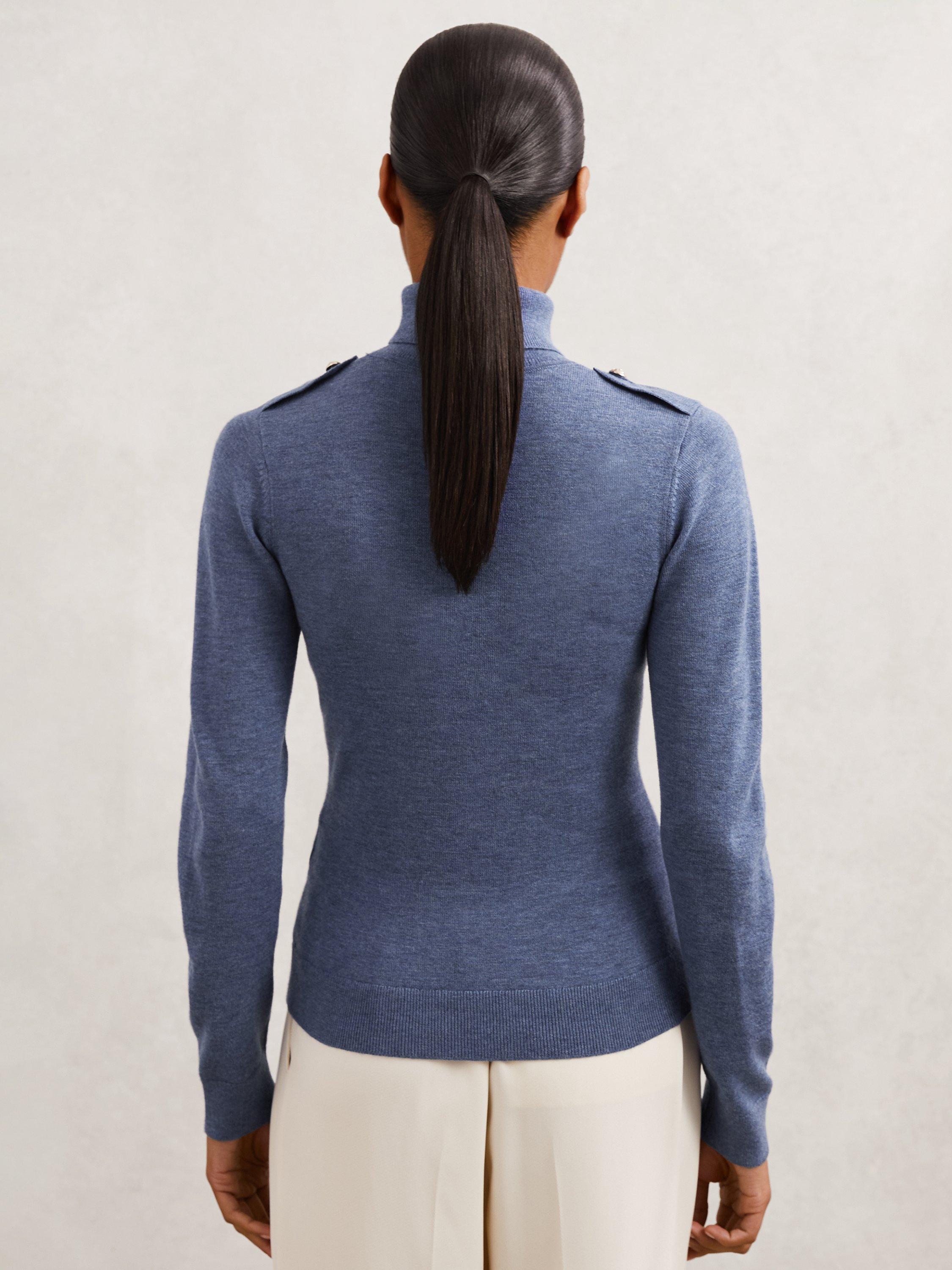 Product image 2 of 5, which shows Reiss Corrine Wool Jumper, Blue, M