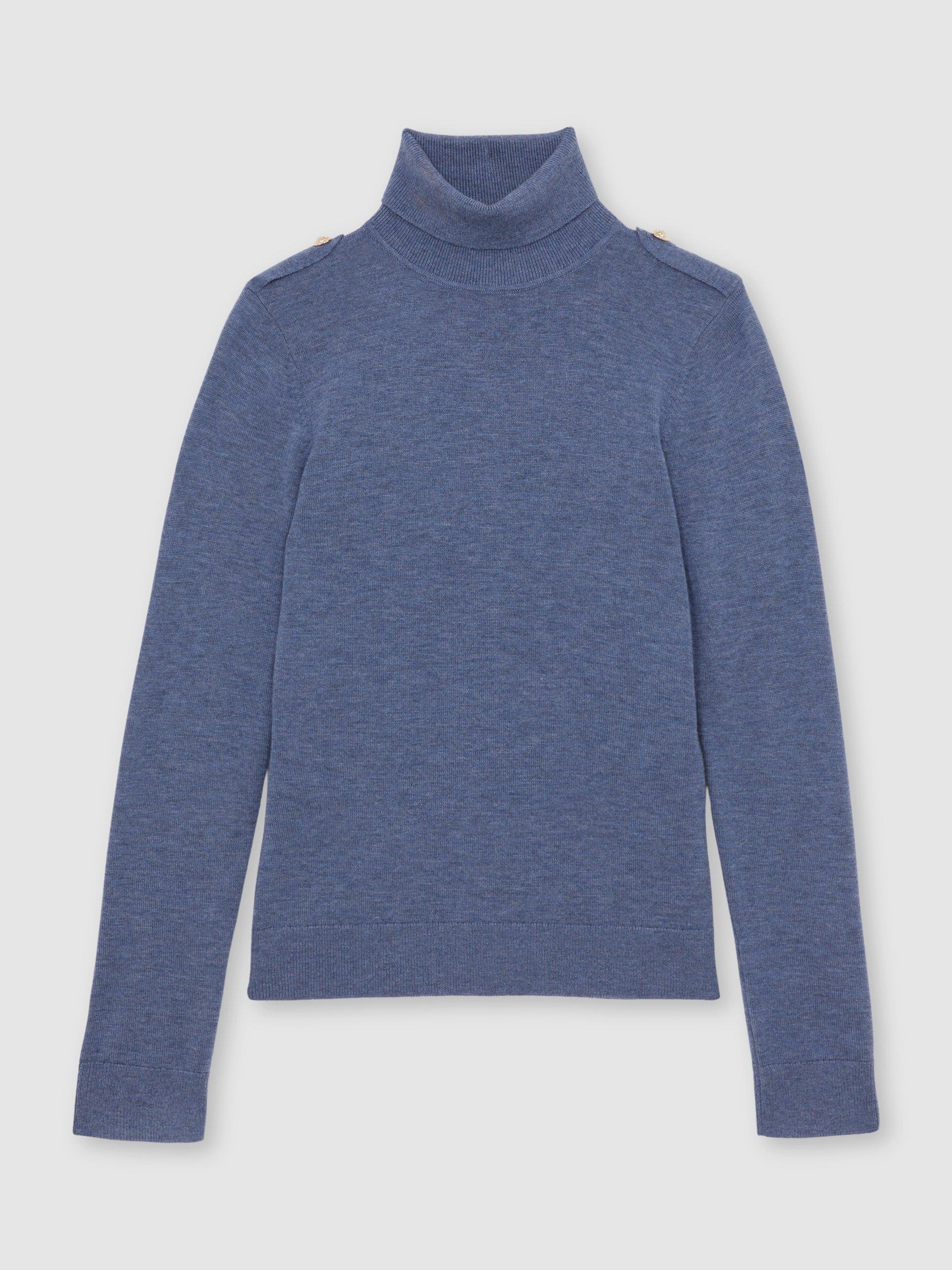 Product image 3 of 5, which shows Reiss Corrine Wool Jumper, Blue, M