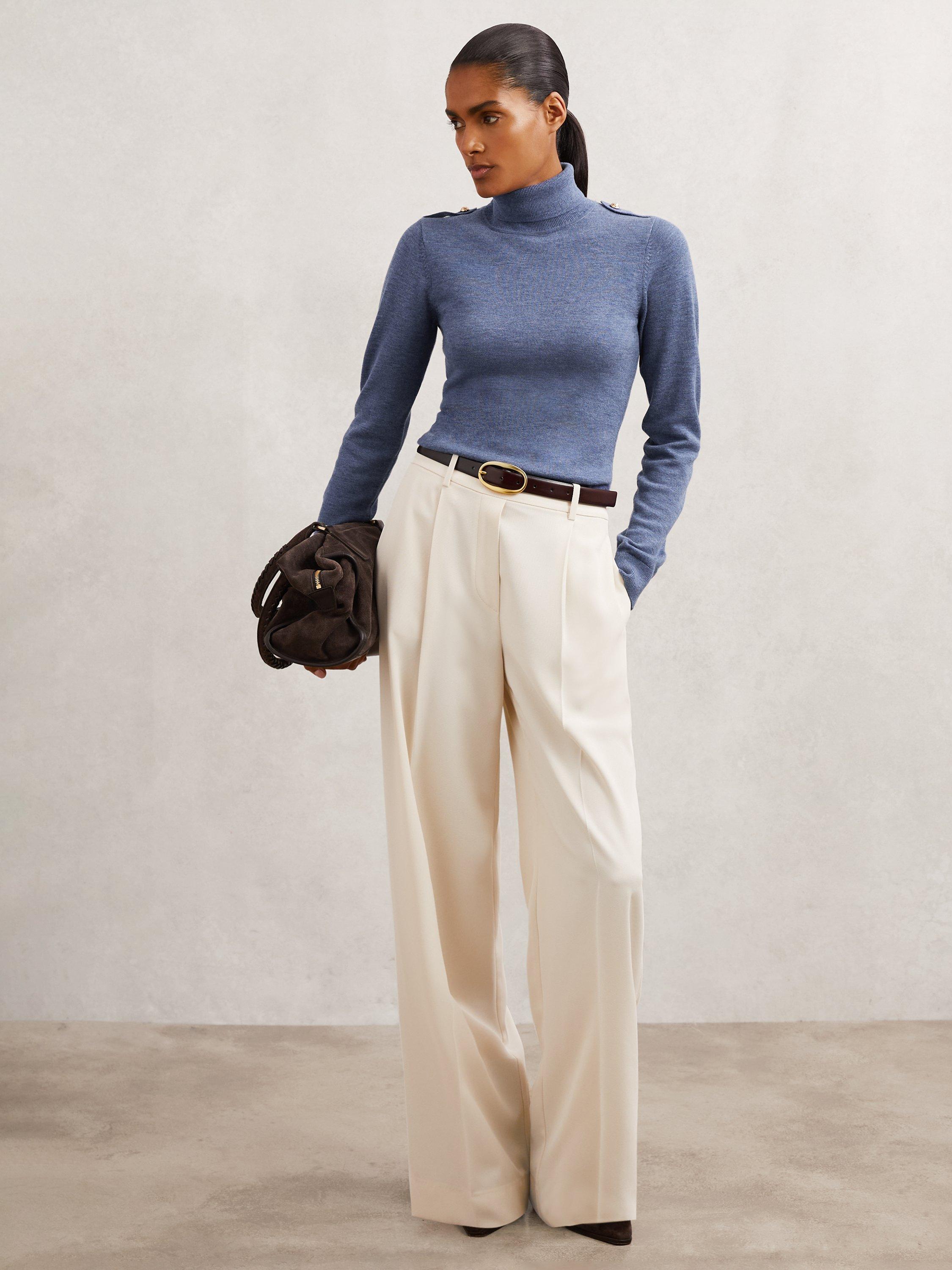 Product image 5 of 5, which shows Reiss Corrine Wool Jumper, Blue, M