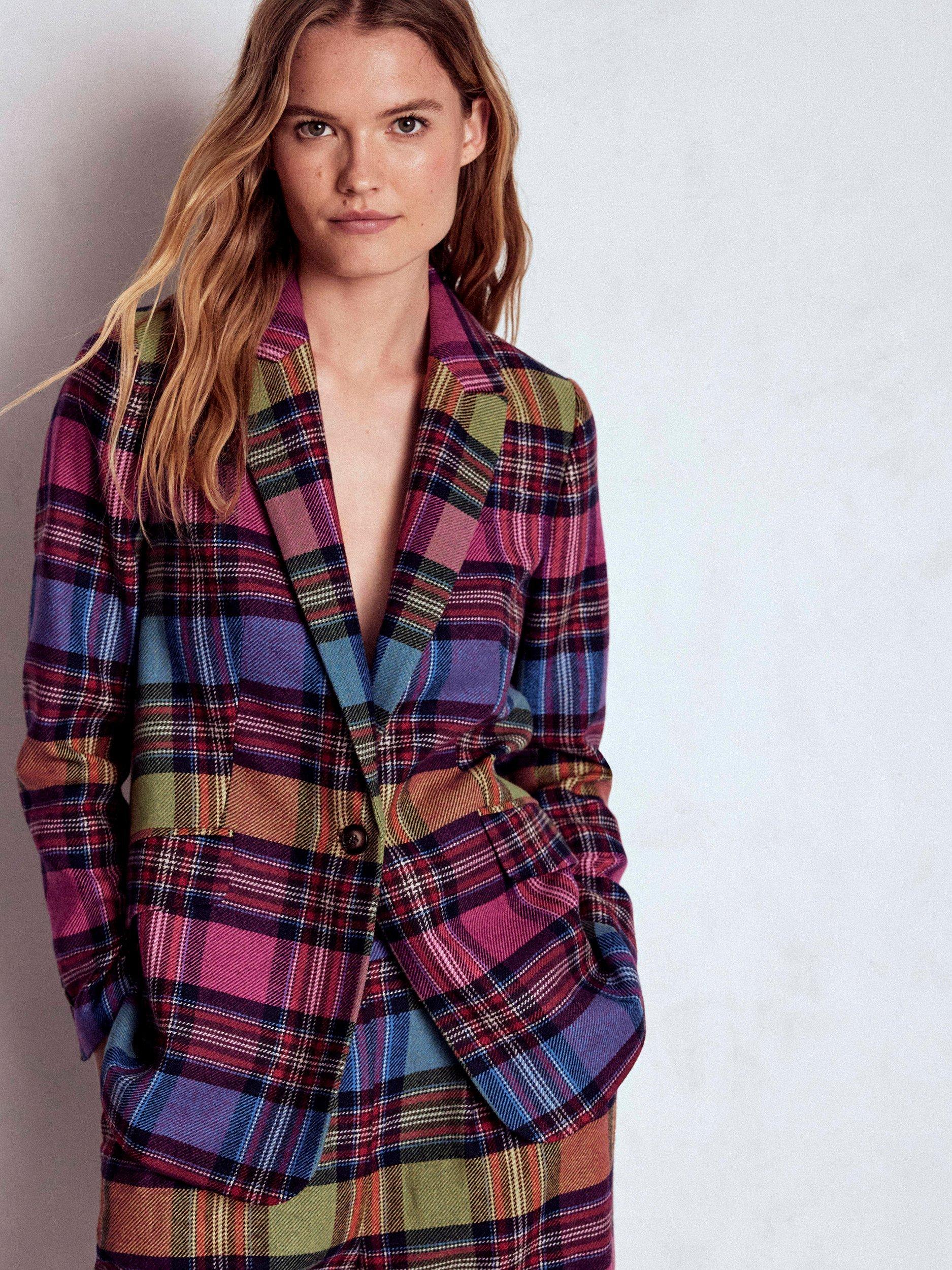 Product image 1 of 7, which shows Boden Woodbridge Wool Blend Check Blazer, Multi, 8