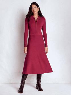 Boden Fiona Zip Front Midi Dress, Ruby Red, Ruby Red