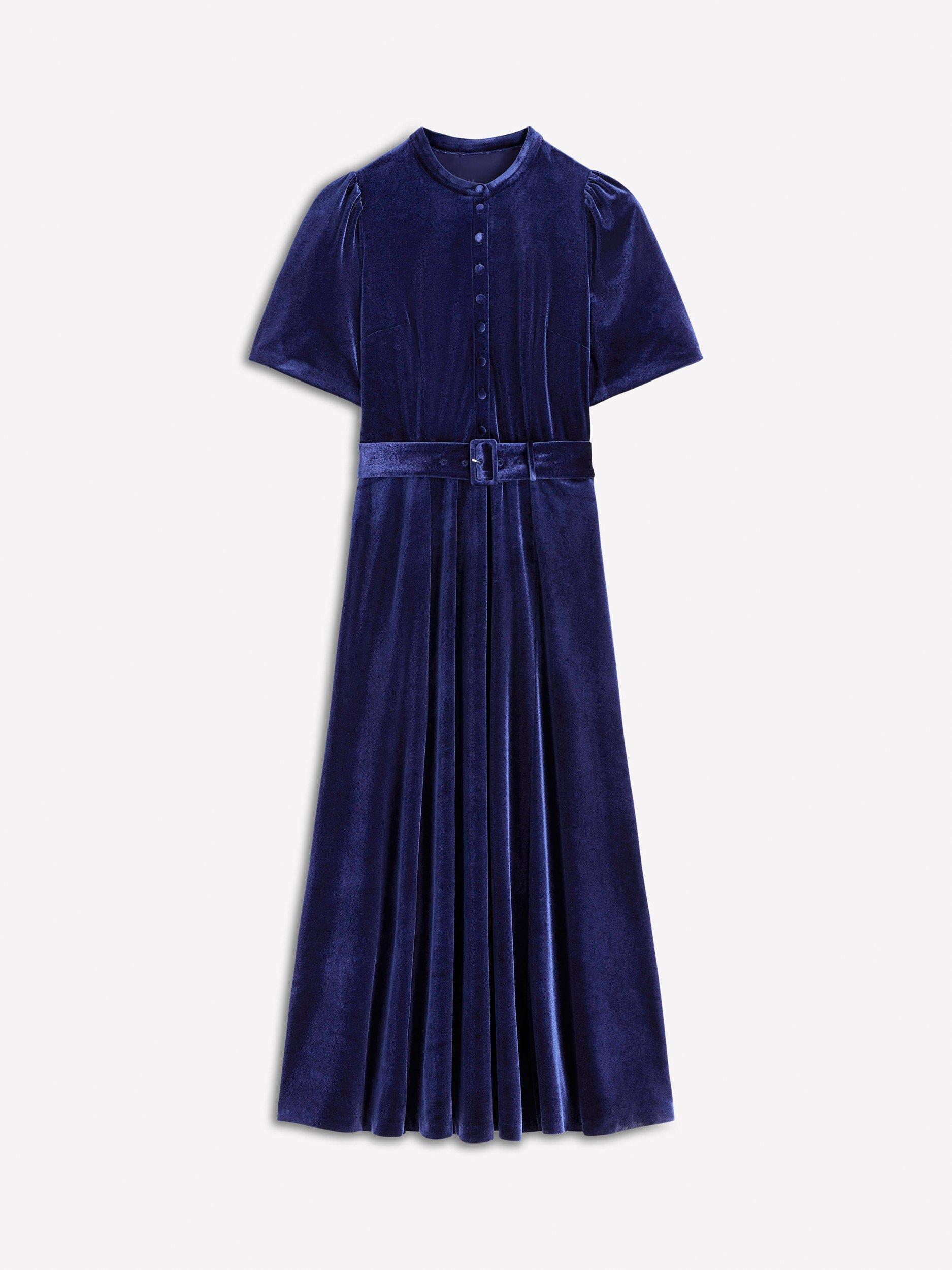 sachin and babi light blue dress High Quality Autumn Winter Women Vintage Palace Velvet Party Dress Fashion  Stand Collar Long Midi Casual Velour Dresses Buy cheaply on Joom main image 1