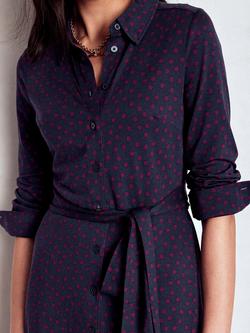 Boden Marcia Cotton Blend Polka Dot Jersey Midi Dress - view 2, Navy/Multi