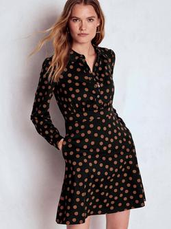 Boden Orla Cotton Blend Polka Dot Long Sleeve Shirt Dress, Shell/Multi