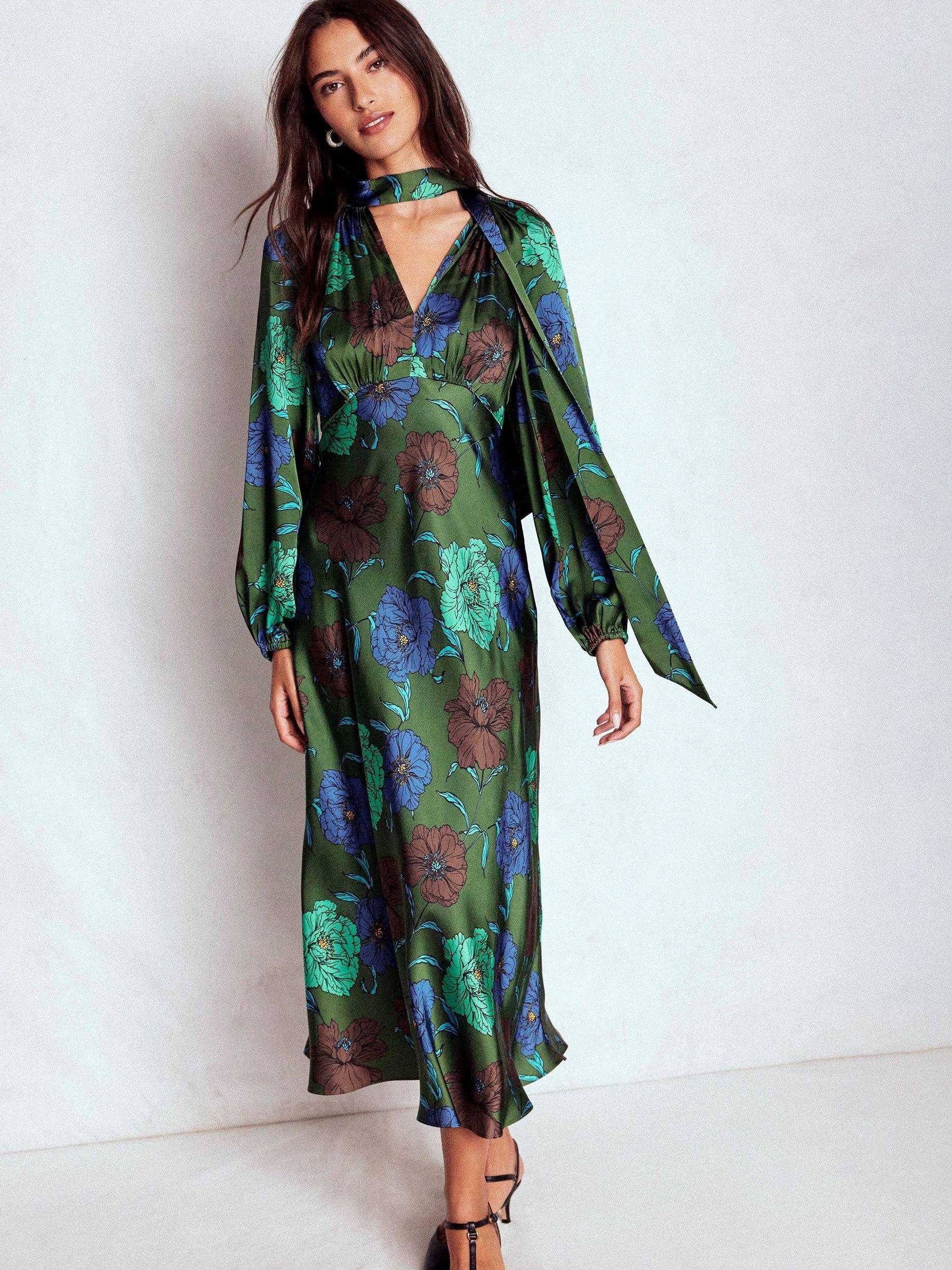 Dresses Uk Lola Robe Boden Tala Tiered Jersey Maxi Dress-Pistachio,  Ornamental Stamp Boden UK
