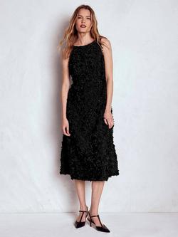 Boden Floral Sleeveless Scoop Back Midi Dress, Black