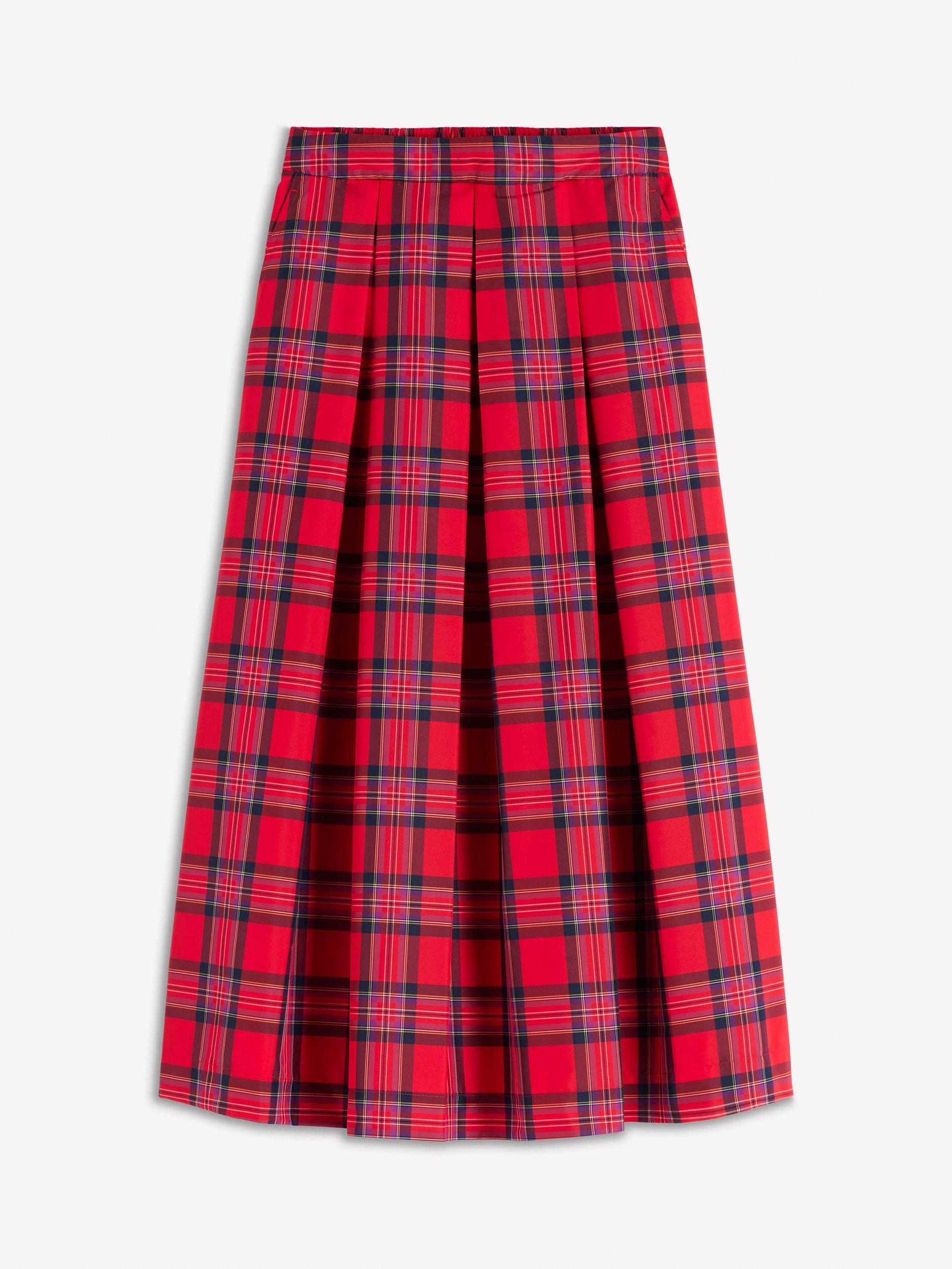 Product image 6 of 6, which shows Boden Verity Check Midi Skirt, Red/Navy, 8