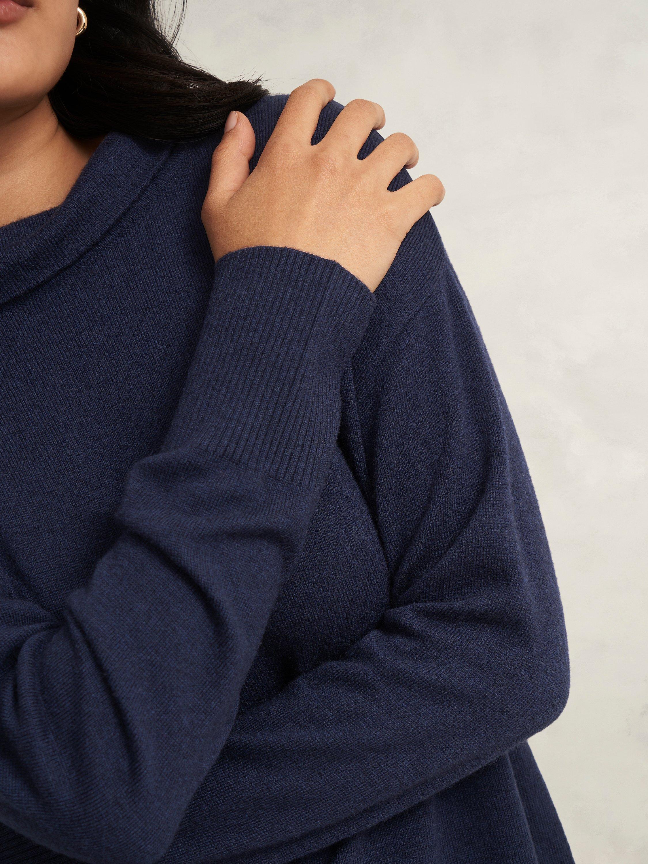 Product image 3 of 5, which shows Hobbs Audrey Wool Blend Knit Mini Jumper Dress, Midnight, L