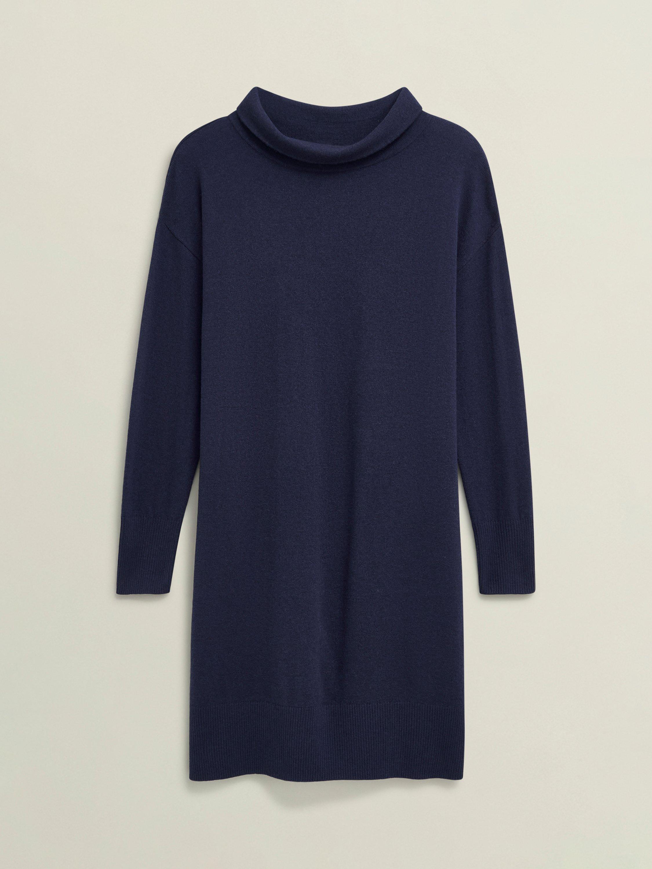 Product image 4 of 5, which shows Hobbs Audrey Wool Blend Knit Mini Jumper Dress, Midnight, L