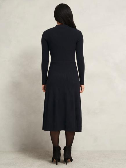 Hobbs Marta Knit High Back Midi Jumper Dress - view 2, Black