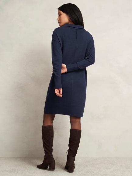 Hobbs Audrey Petite Boat Neck Wool Blend Mini Jumper Dress - view 2, Midnight