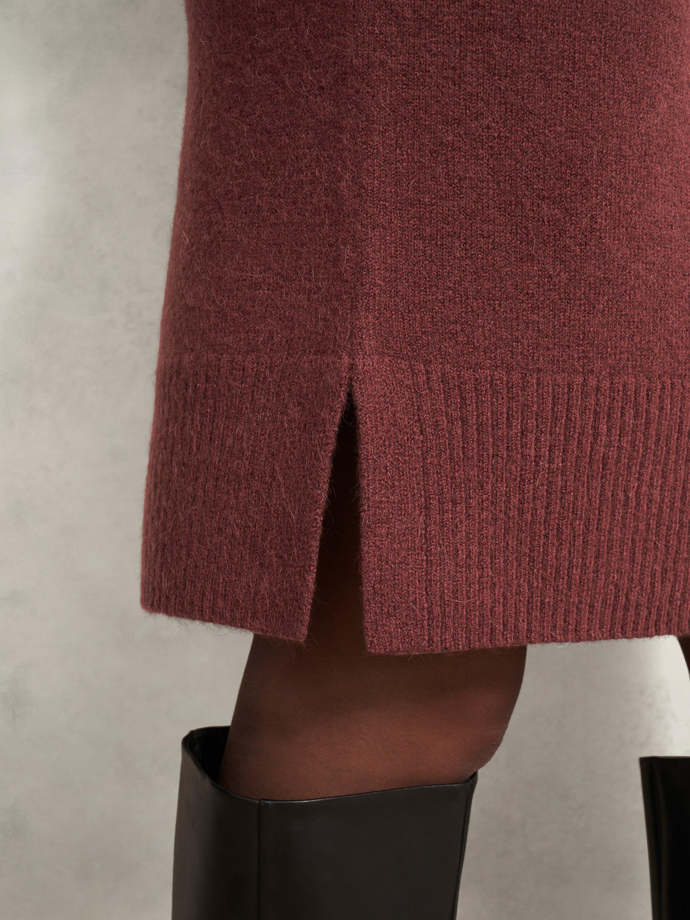 Product image 3 of 6, which shows Hobbs Nessa Knitted Wool Blend Mini Jumper Dress , Cinnamon Brown, L