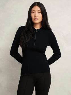 Hobbs Darcie Knitted Zip Neck Jumper, Black