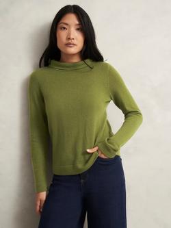 Hobbs Audrey Boat Neck Wool Blend Jumper, Moss Green