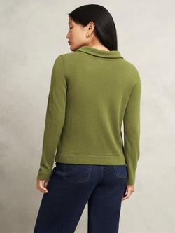 Hobbs Audrey Boat Neck Wool Blend Jumper - view 2, Moss Green