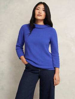Hobbs Camilla Cotton Boat Neck Jumper, Regal Blue