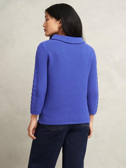 Hobbs Camilla Cotton Boat Neck Jumper - view 2, Regal Blue