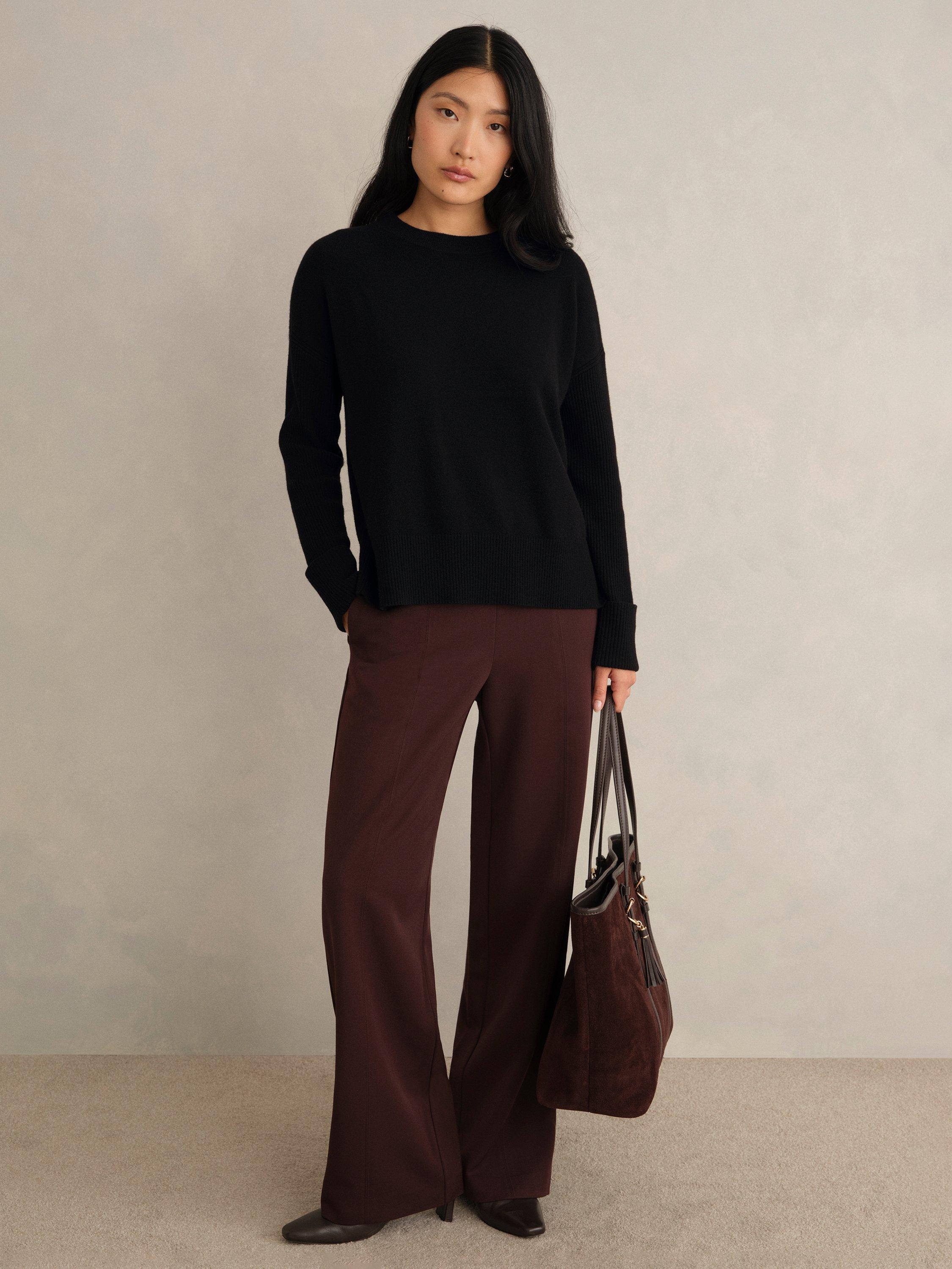 Product image 5 of 5, which shows Hobbs Darla Turn Back Cuff Wool Blend Jumper, Black, L
