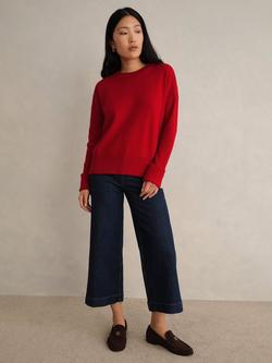 Hobbs Darla Turn Back Cuff Wool Blend Jumper, Pomegranate Red