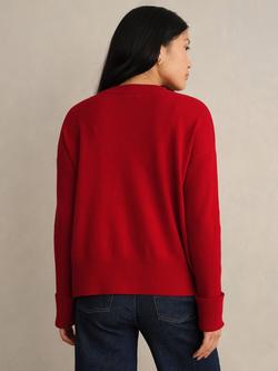 Hobbs Darla Turn Back Cuff Wool Blend Jumper - view 2, Pomegranate Red