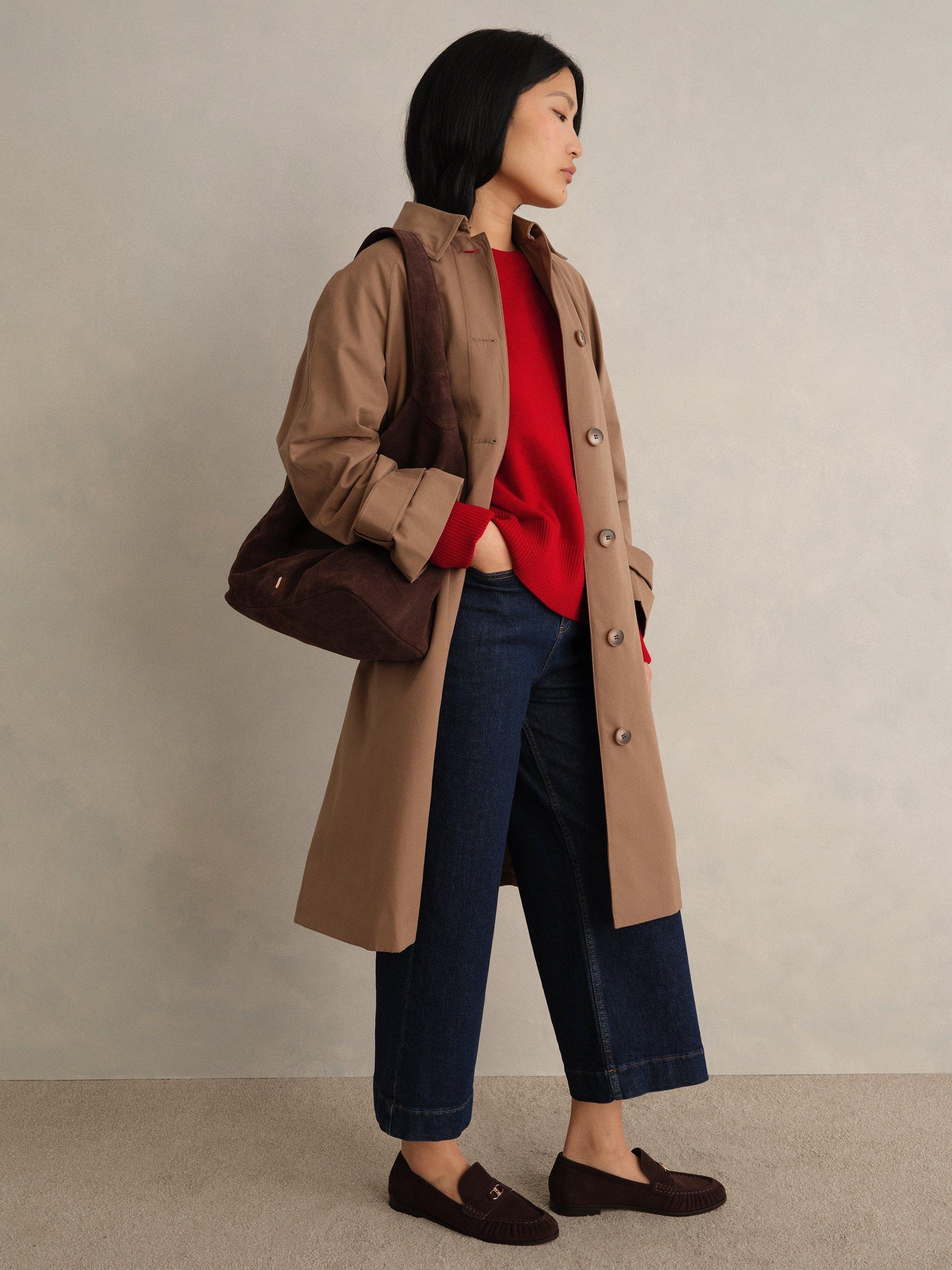 Product image 6 of 6, which shows Hobbs Darla Turn Back Cuff Wool Blend Jumper, Pomegranate Red, M