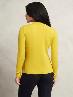 Hobbs Effie V-Neck Fine Knit Jumper - view 2, Chartreuse Gold