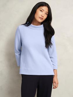 Hobbs Betsy Cotton Blend Boat Neck Jersey Top, Lavender Blue
