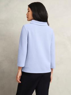 Hobbs Betsy Cotton Blend Boat Neck Jersey Top - view 2, Lavender Blue