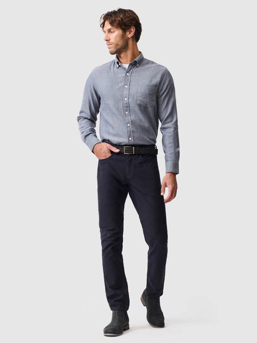 Product image 2 of 6, which shows Rodd & Gunn Barrhill Brushed Cotton Slim Fit Long Sleeves Shirt, Blue, S