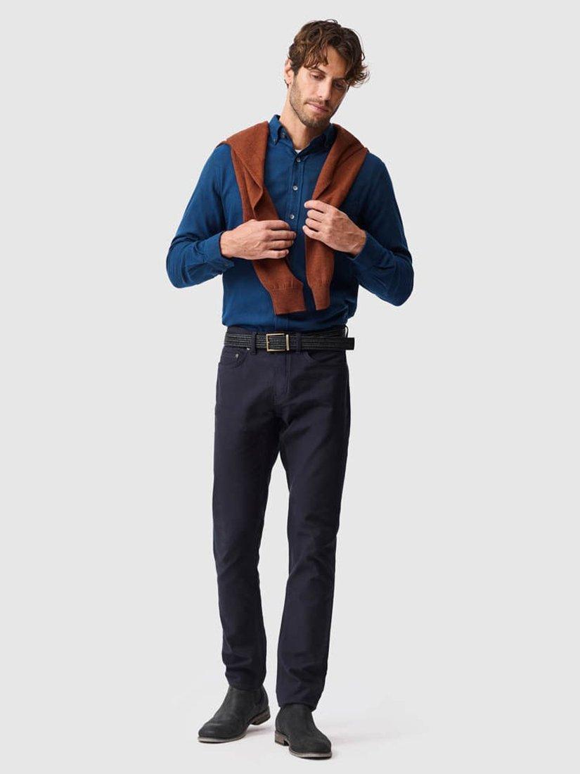 Product image 2 of 6, which shows Rodd & Gunn Barrhill Brushed Cotton Slim Fit Long Sleeves Shirt, Deep Ocean, S