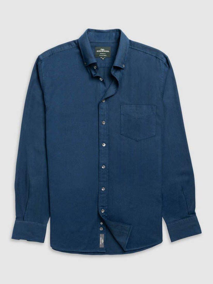 Product image 4 of 6, which shows Rodd & Gunn Barrhill Brushed Cotton Slim Fit Long Sleeves Shirt, Deep Ocean, S