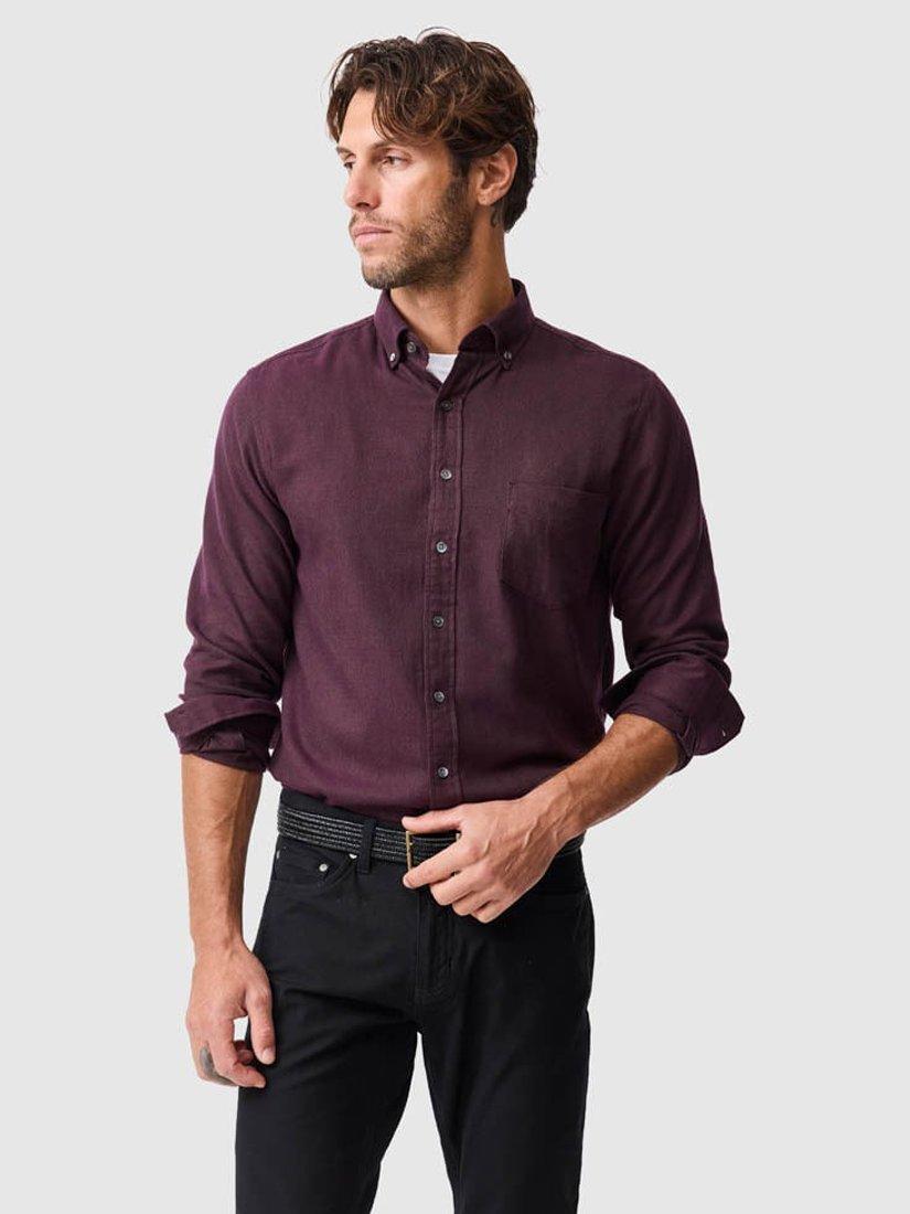 Product image 1 of 6, which shows Rodd & Gunn Barrhill Brushed Cotton Slim Fit Long Sleeves Shirt, Mulberry, L