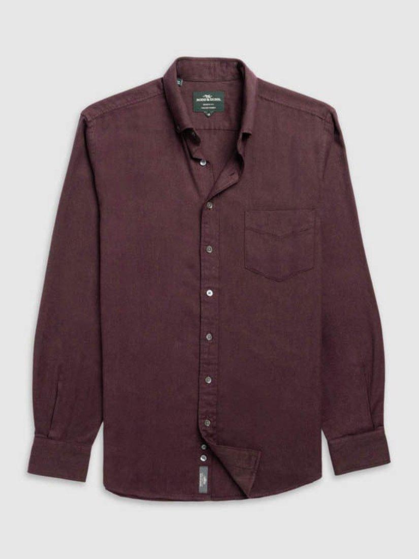 Product image 4 of 6, which shows Rodd & Gunn Barrhill Brushed Cotton Slim Fit Long Sleeves Shirt, Mulberry, L
