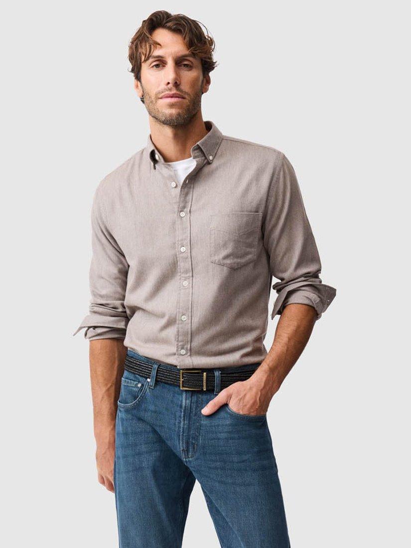 Product image 1 of 6, which shows Rodd & Gunn Barrhill Brushed Cotton Slim Fit Long Sleeves Shirt, Taupe, XL