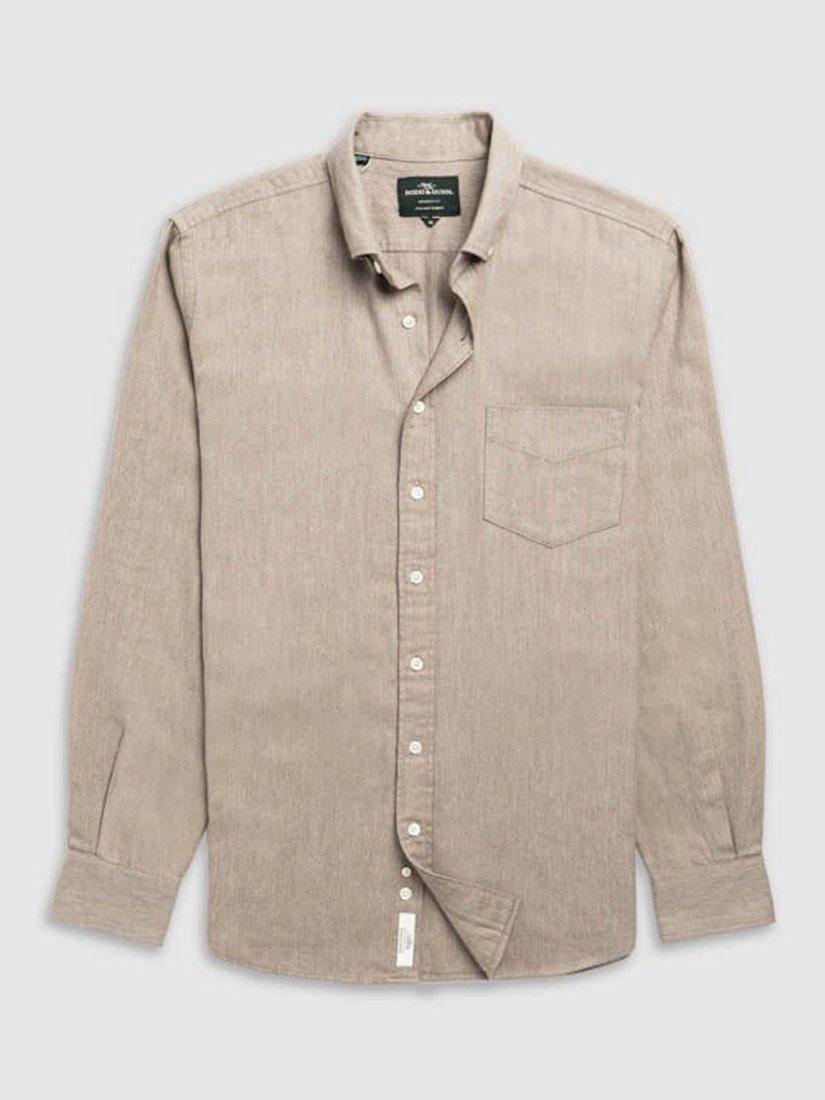 Product image 4 of 6, which shows Rodd & Gunn Barrhill Brushed Cotton Slim Fit Long Sleeves Shirt, Taupe, XL