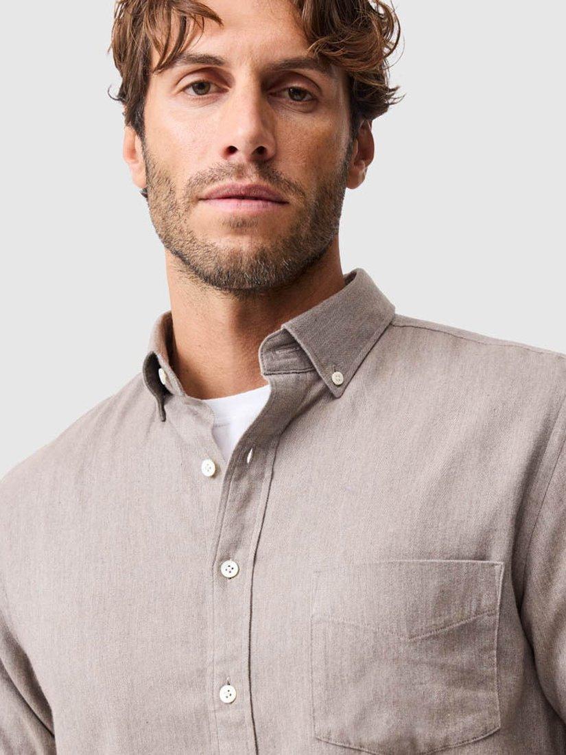 Product image 6 of 6, which shows Rodd & Gunn Barrhill Brushed Cotton Slim Fit Long Sleeves Shirt, Taupe, XL