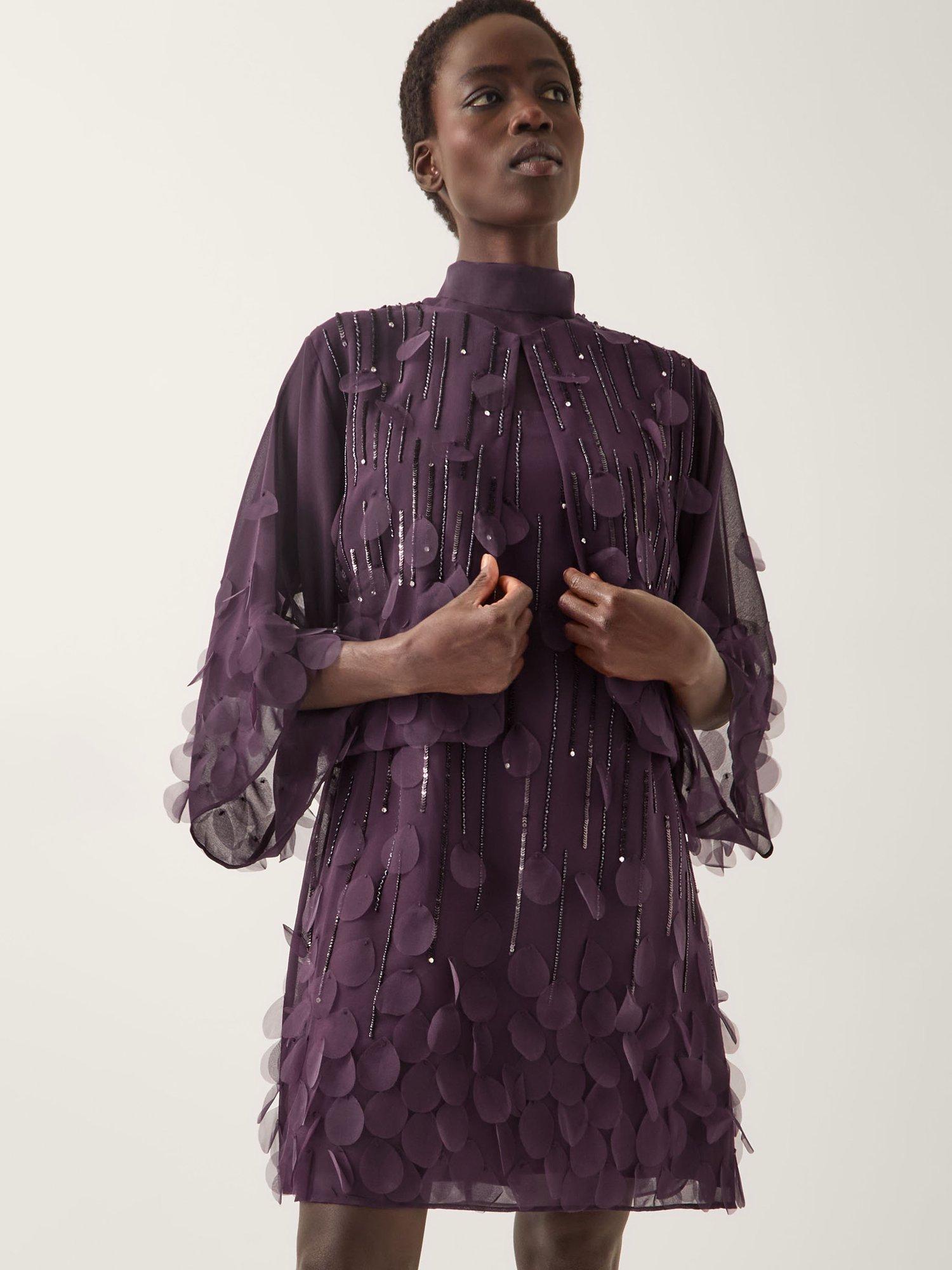 Product image 2 of 5, which shows Monsoon Cassidy Embellished Jacket, Purple, 8