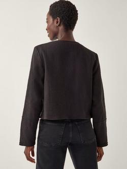 Monsoon Lola Tie Front Jacquard Jacket, Black - view 2, Black