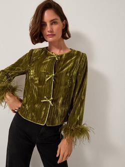 Monsoon Olivia Feather Jacket, Olive, Olive
