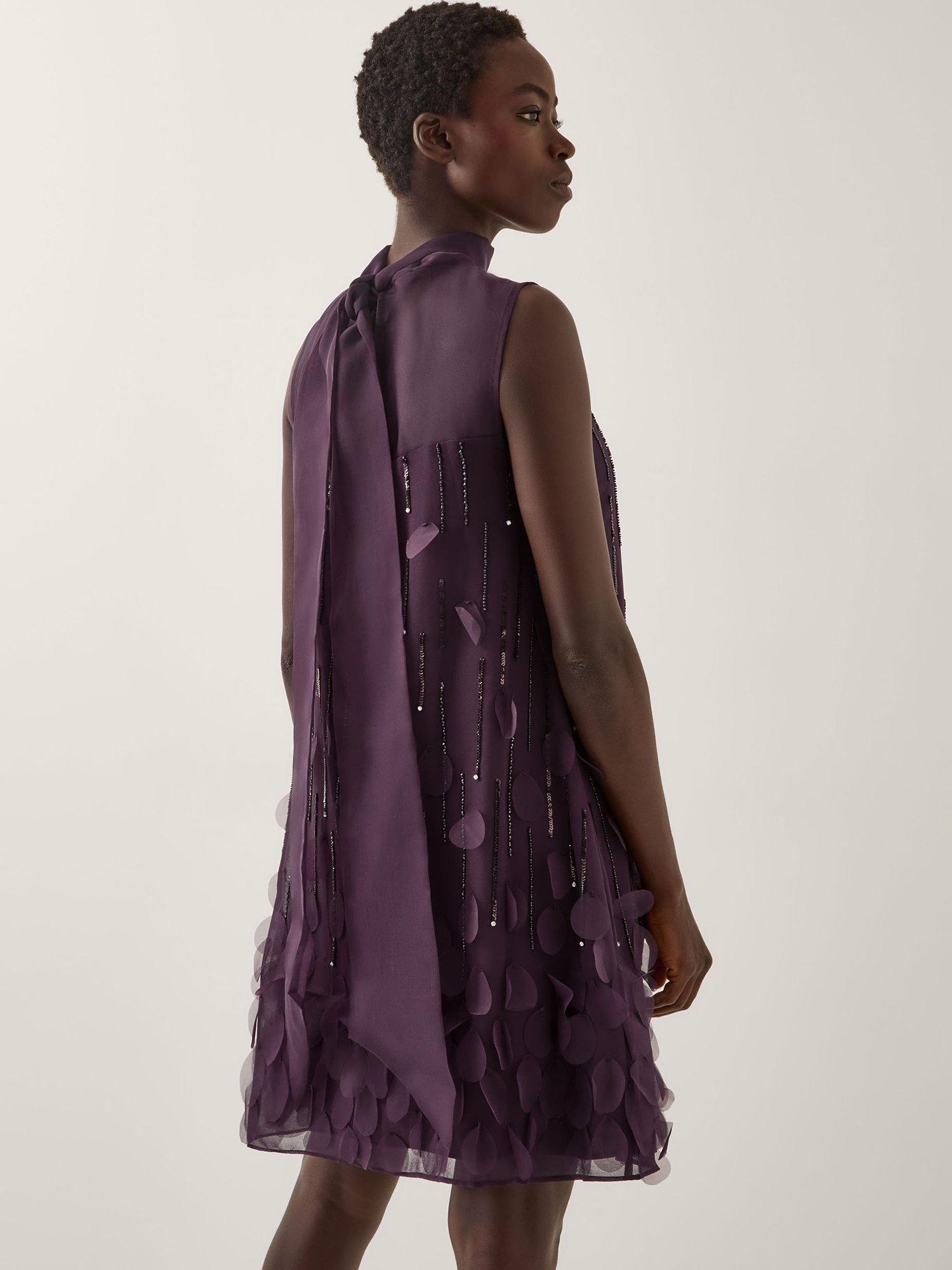 Product image 3 of 5, which shows Monsoon Cassidy Embellished Mini Dress, Purple, 8