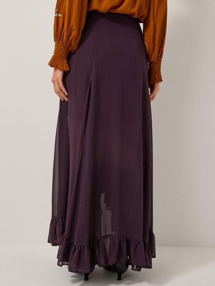 Monsoon Elsie Frill Maxi Skirt, Purple - view 2, Purple